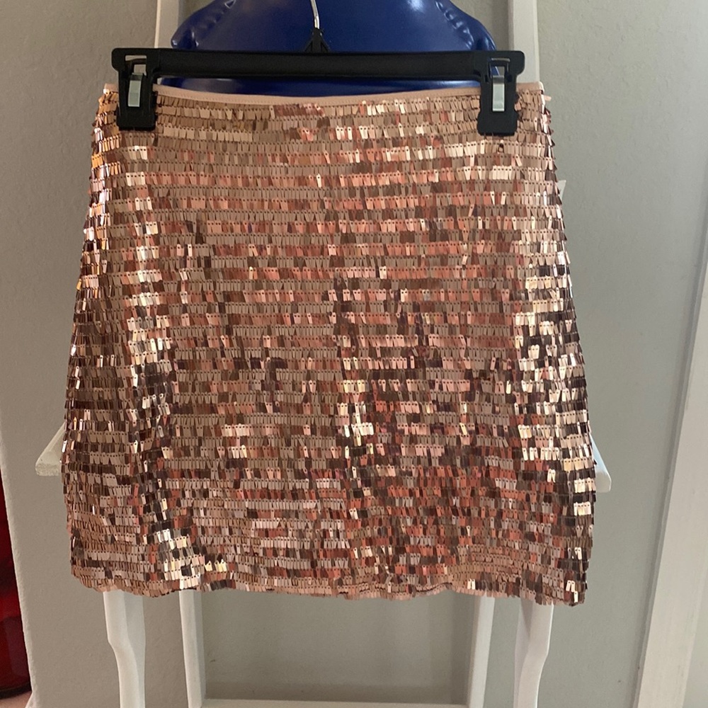 GB Rose Gold Sequin Mini Skirt XS